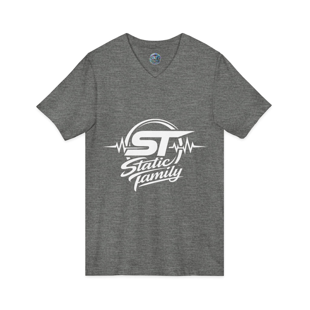 Static Family Logo V-Neck Tee — Graphic Shirt