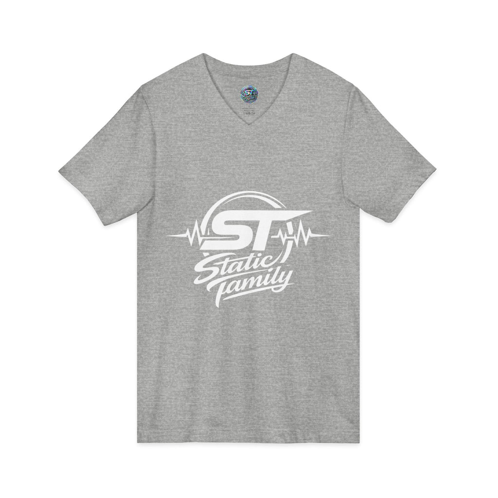 Static Family Logo V-Neck Tee — Graphic Shirt