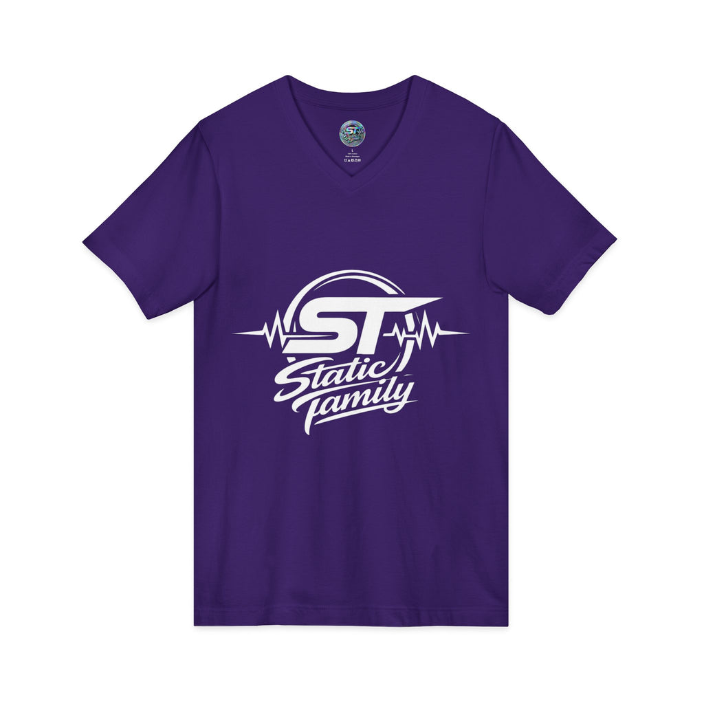 Static Family Logo V-Neck Tee — Graphic Shirt