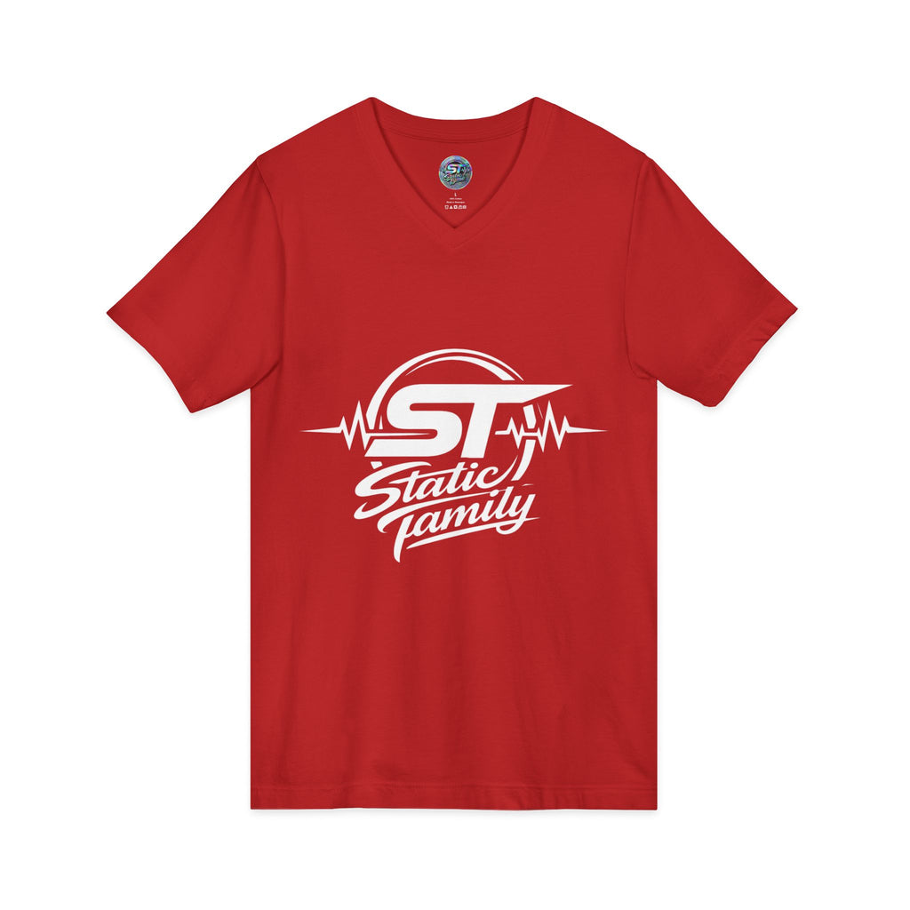Static Family Logo V-Neck Tee — Graphic Shirt