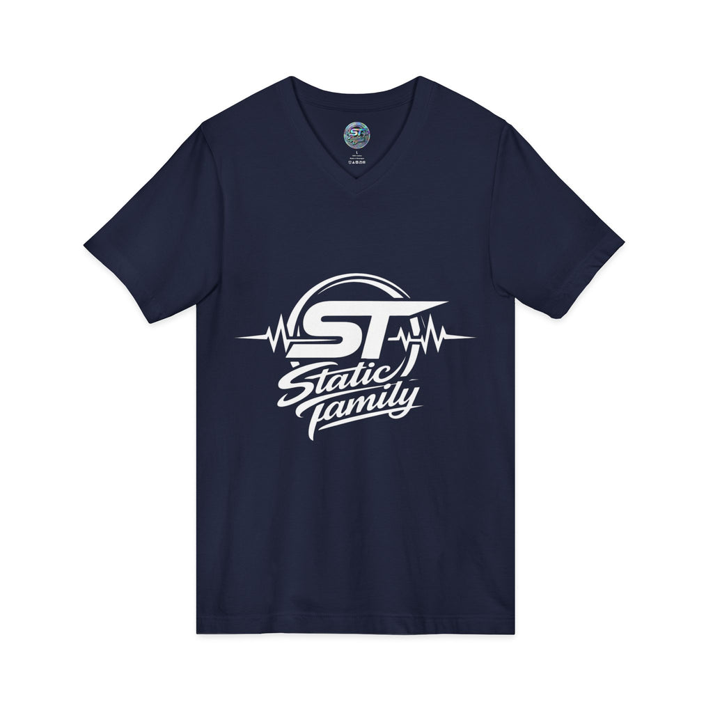 Static Family Logo V-Neck Tee — Graphic Shirt