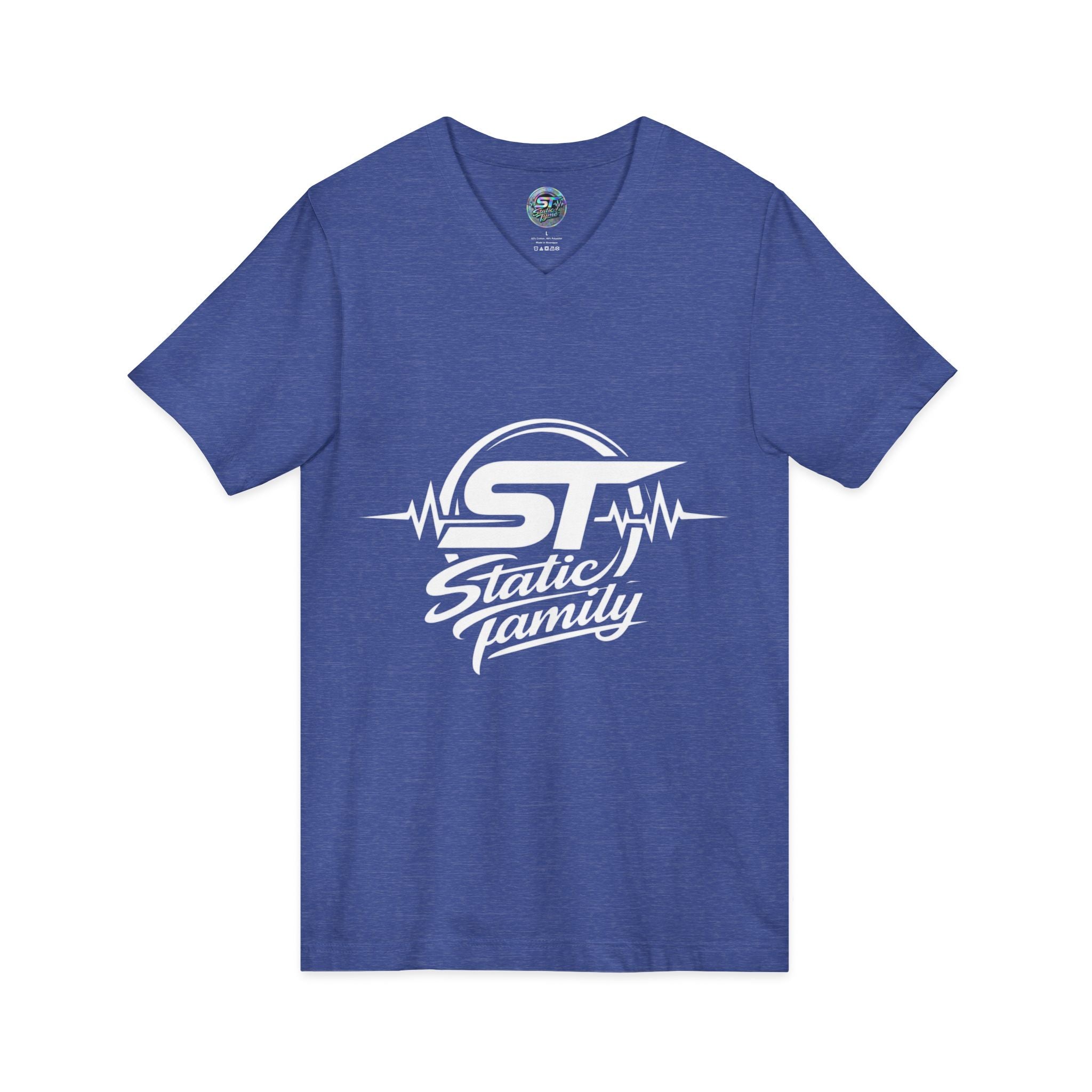 Static Family Logo V-Neck Tee — Graphic Shirt